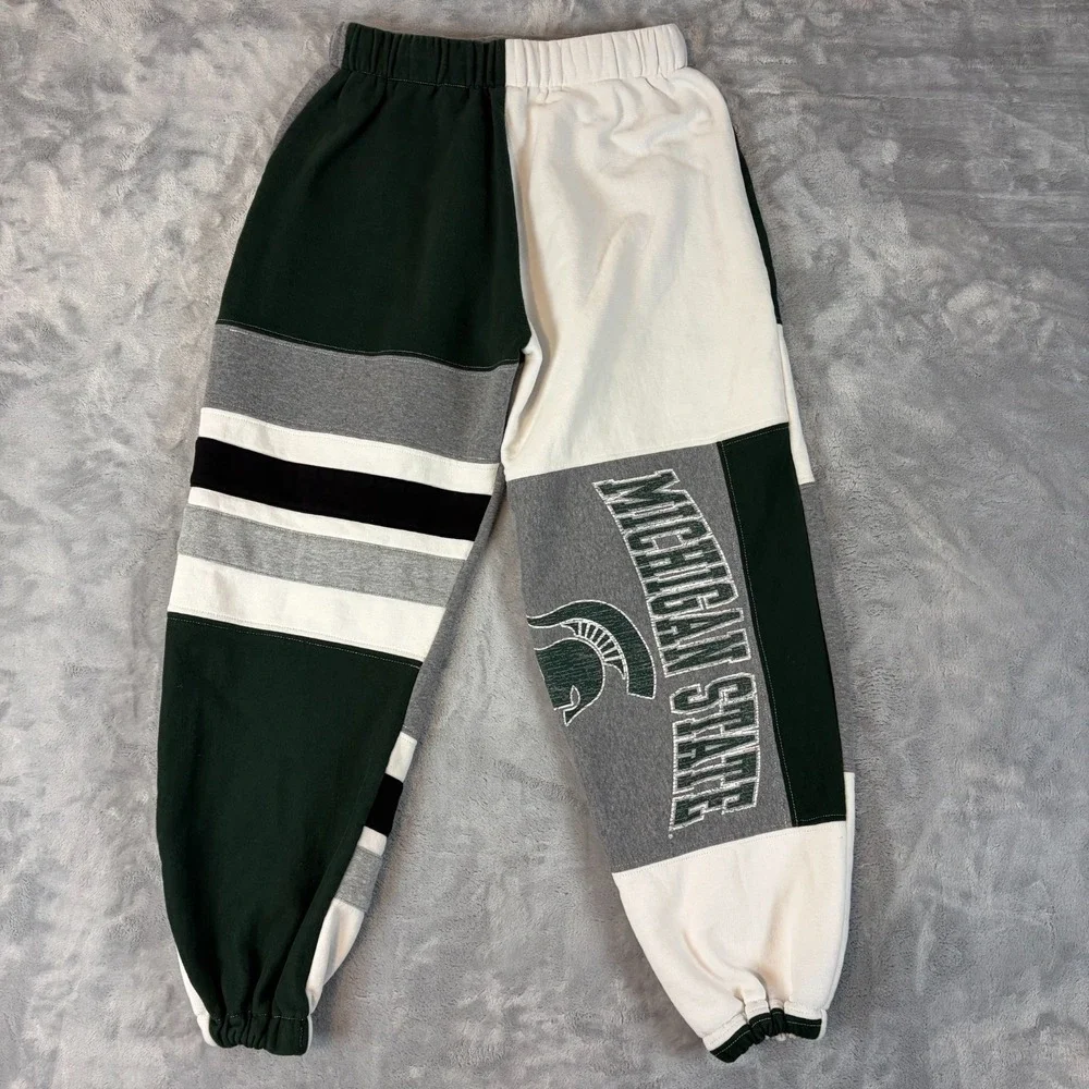 Vintage Michigan State Spartans Sweatpants Mens Small White NCAA Homemade - Picture 7 of 7